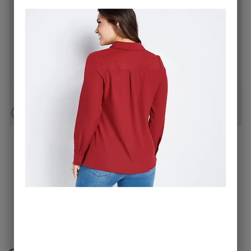 D & Co button front long sleeve women's top size L